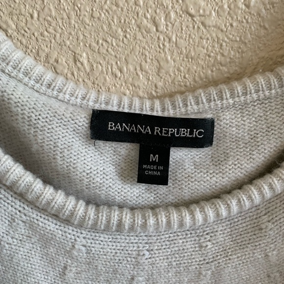 Banana Republic Ruffle Off The Shoulder Sweater Cream Gray Wool Cashmere 🌴 - Picture 5 of 10